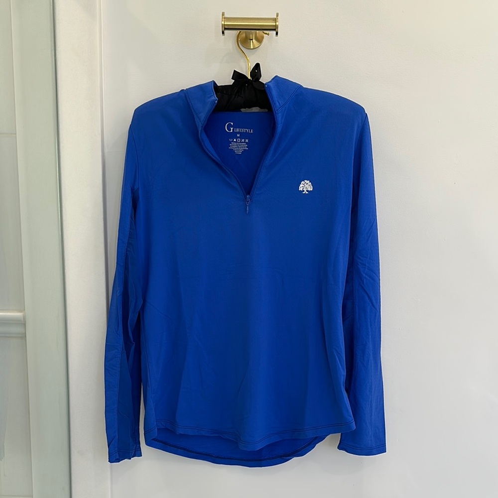 Blue Collar Quarter-Zip Jersey Athletic Top with White John’s Island Club Accent